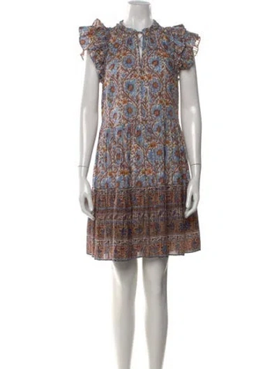 Pre-owned Ulla Johnson Floral Print Mini Dress In Black