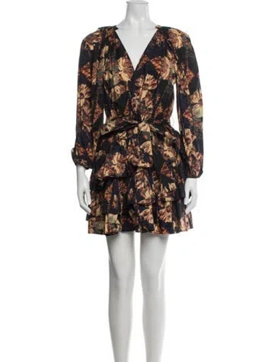 Pre-owned Ulla Johnson Floral Print Mini Dress In Black