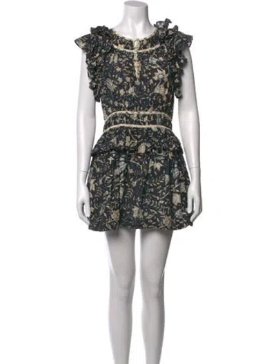 Pre-owned Ulla Johnson Floral Print Mini Dress In Black