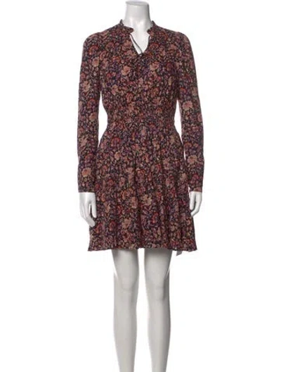 Pre-owned Ulla Johnson Floral Print Mini Dress In Black