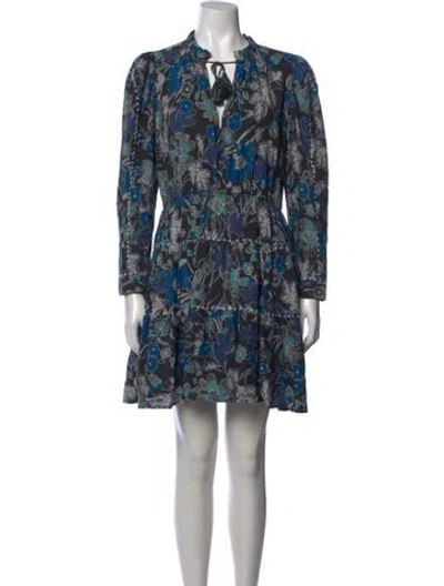Pre-owned Ulla Johnson Floral Print Mini Dress In Black/blue