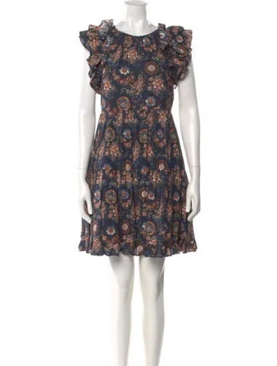 Pre-owned Ulla Johnson Floral Print Mini Dress In Blue