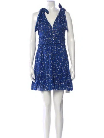 Pre-owned Ulla Johnson Floral Print Mini Dress In Blue