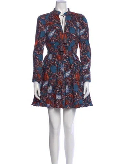 Pre-owned Ulla Johnson Floral Print Mini Dress In Blue