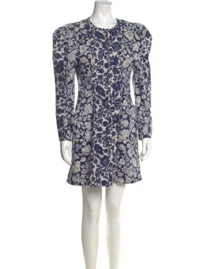 Pre-owned Ulla Johnson Floral Print Mini Dress In Blue