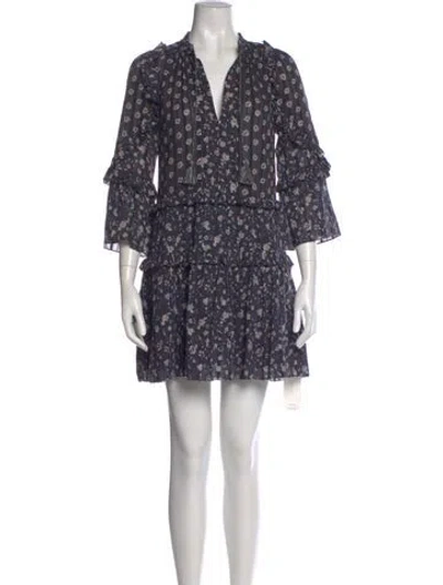 Pre-owned Ulla Johnson Floral Print Mini Dress In Blue