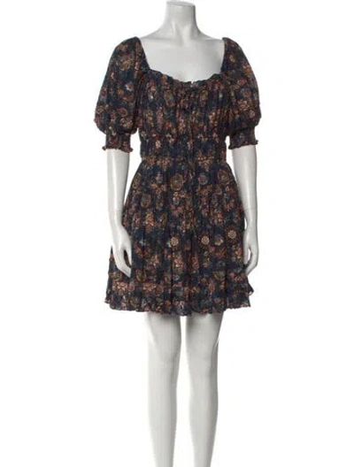 Pre-owned Ulla Johnson Floral Print Mini Dress In Blue