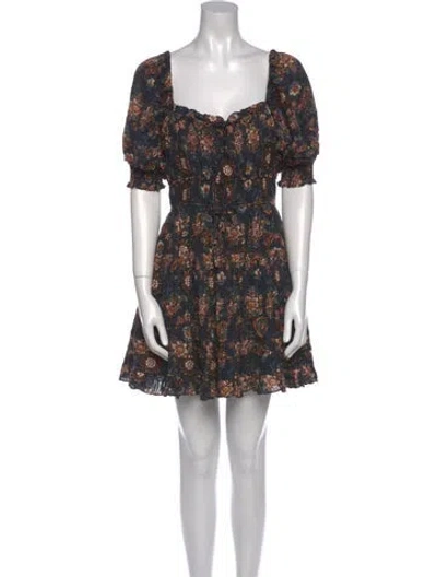 Pre-owned Ulla Johnson Floral Print Mini Dress In Blue