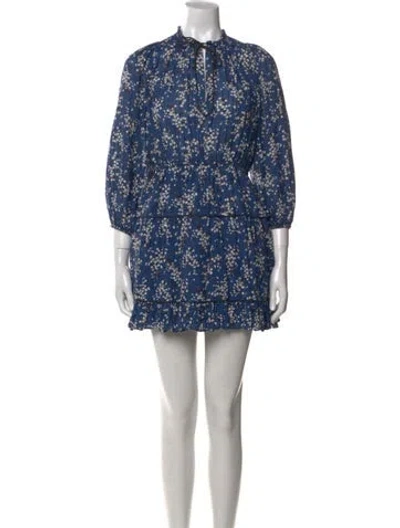 Pre-owned Ulla Johnson Floral Print Mini Dress In Blue