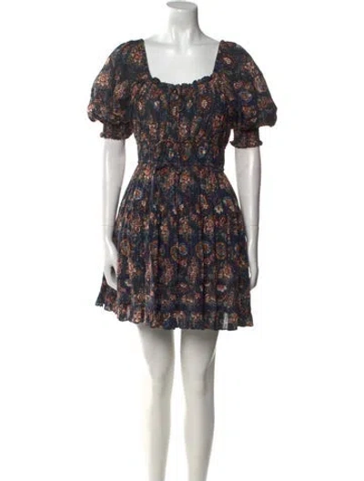 Pre-owned Ulla Johnson Floral Print Mini Dress In Blue