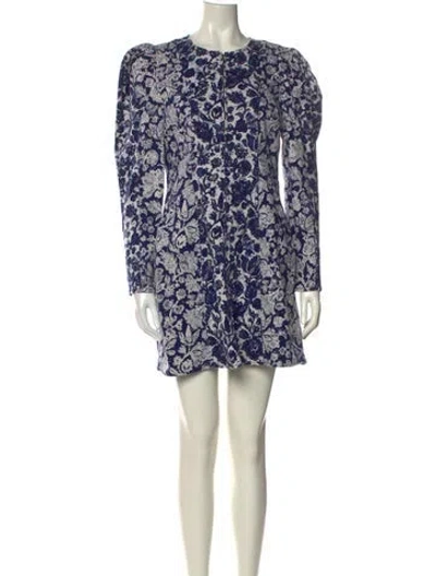Pre-owned Ulla Johnson Floral Print Mini Dress In Blue