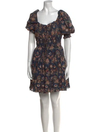 Pre-owned Ulla Johnson Floral Print Mini Dress In Blue