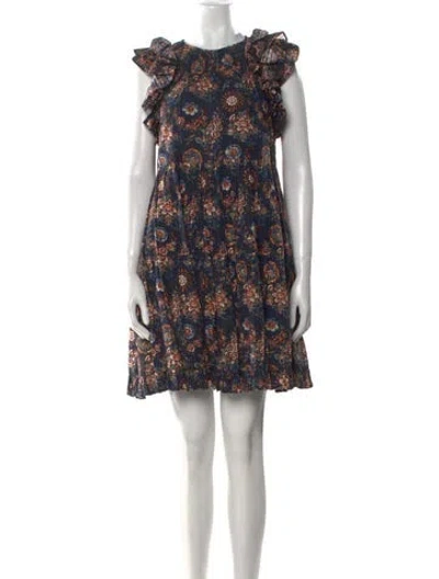 Pre-owned Ulla Johnson Floral Print Mini Dress In Blue