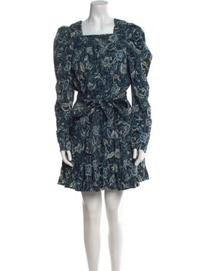 Pre-owned Ulla Johnson Floral Print Mini Dress In Blue