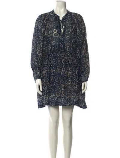 Pre-owned Ulla Johnson Floral Print Mini Dress In Blue