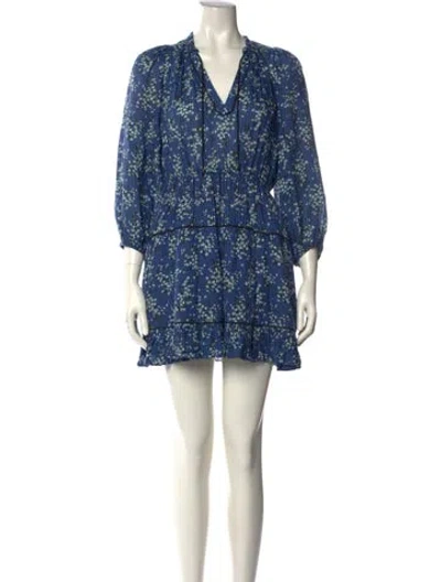 Pre-owned Ulla Johnson Floral Print Mini Dress In Blue