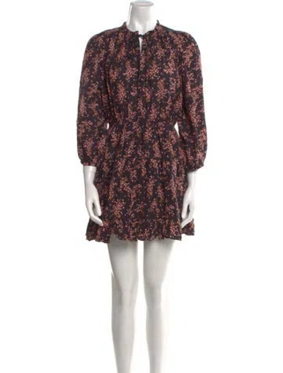 Pre-owned Ulla Johnson Floral Print Mini Dress In Blue