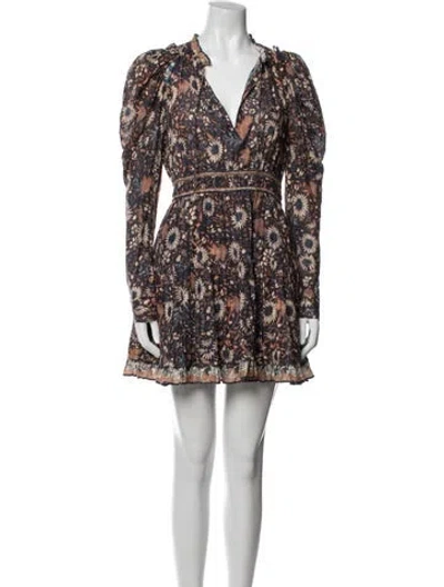 Pre-owned Ulla Johnson Floral Print Mini Dress In Blue