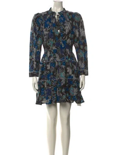 Pre-owned Ulla Johnson Floral Print Mini Dress In Blue