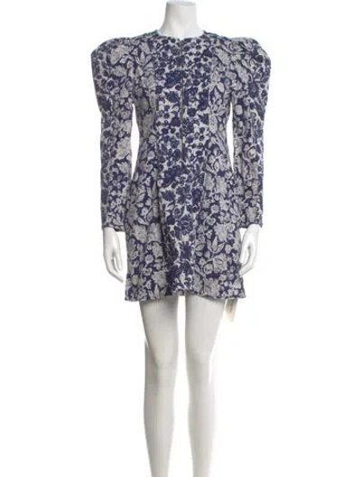 Pre-owned Ulla Johnson Floral Print Mini Dress In Blue