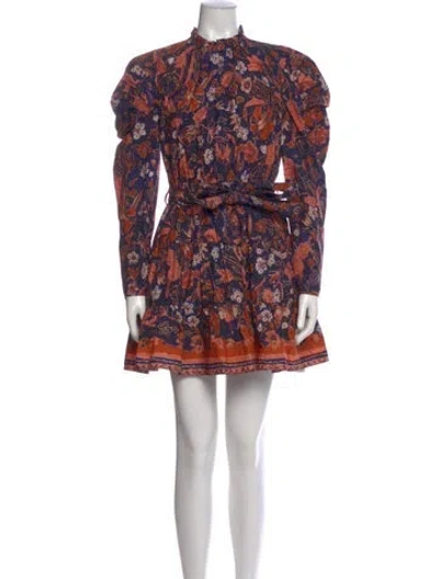 Pre-owned Ulla Johnson Floral Print Mini Dress In Blue