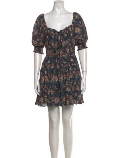 Pre-owned Ulla Johnson Floral Print Mini Dress In Blue