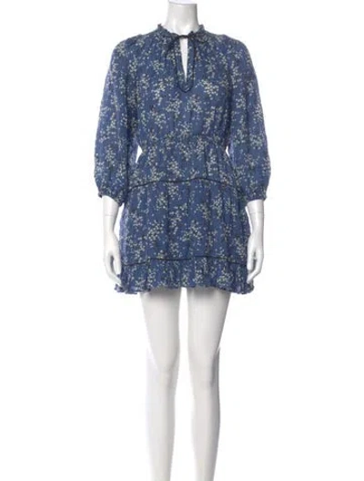 Pre-owned Ulla Johnson Floral Print Mini Dress In Blue