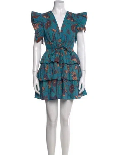 Pre-owned Ulla Johnson Floral Print Mini Dress In Blue