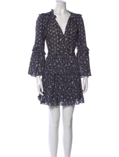 Pre-owned Ulla Johnson Floral Print Mini Dress In Blue