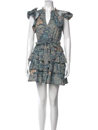 Pre-owned Ulla Johnson Floral Print Mini Dress In Blue