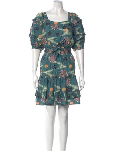 Pre-owned Ulla Johnson Floral Print Mini Dress In Blue