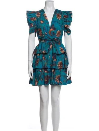 Pre-owned Ulla Johnson Floral Print Mini Dress In Blue