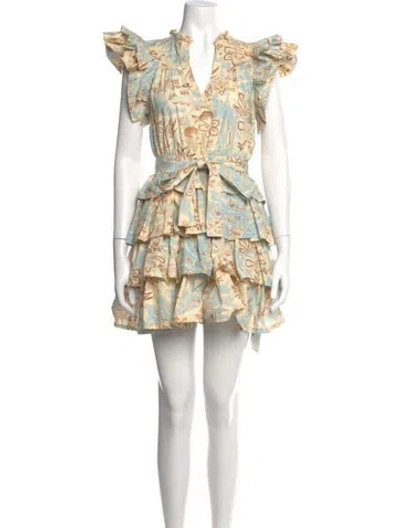 Pre-owned Ulla Johnson Floral Print Mini Dress In Blue