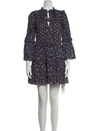 Pre-owned Ulla Johnson Floral Print Mini Dress In Blue