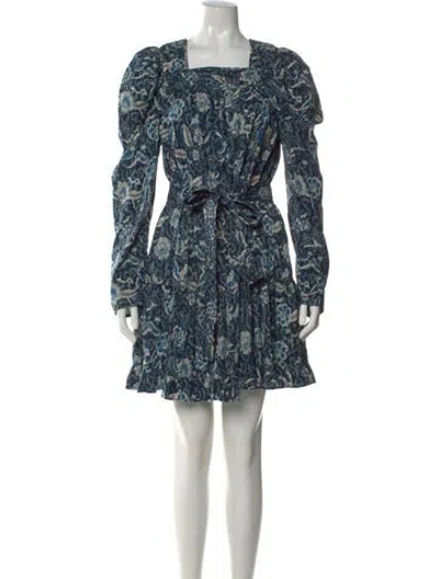 Pre-owned Ulla Johnson Floral Print Mini Dress In Blue