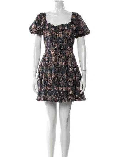 Pre-owned Ulla Johnson Floral Print Mini Dress In Blue