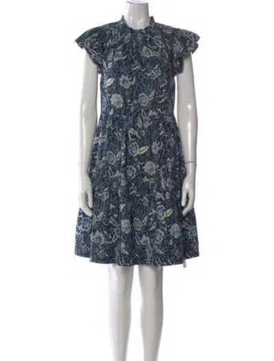 Pre-owned Ulla Johnson Floral Print Mini Dress In Blue