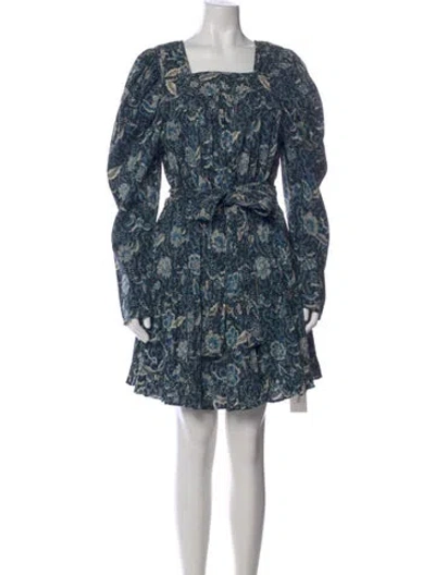 Pre-owned Ulla Johnson Floral Print Mini Dress In Blue