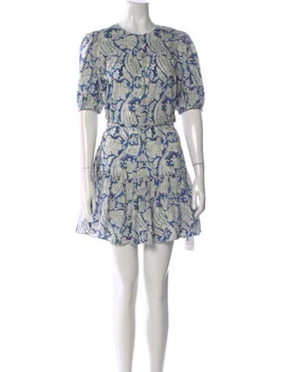 Pre-owned Ulla Johnson Floral Print Mini Dress In Blue