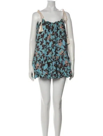 Pre-owned Ulla Johnson Floral Print Mini Dress In Blue