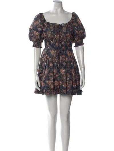 Pre-owned Ulla Johnson Floral Print Mini Dress In Blue