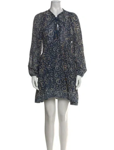 Pre-owned Ulla Johnson Floral Print Mini Dress In Blue