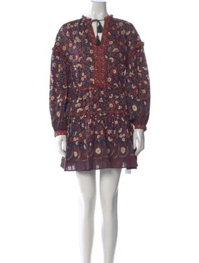 Pre-owned Ulla Johnson Floral Print Mini Dress In Blue