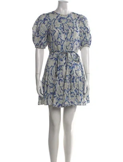 Pre-owned Ulla Johnson Floral Print Mini Dress In Blue