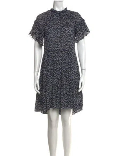 Pre-owned Ulla Johnson Floral Print Mini Dress In Blue