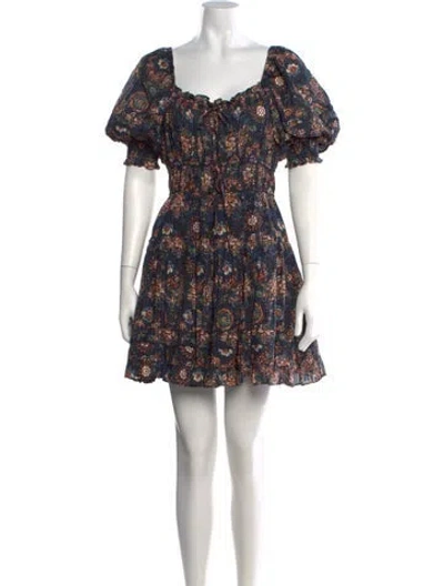 Pre-owned Ulla Johnson Floral Print Mini Dress In Blue