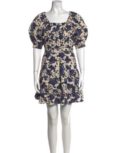 Pre-owned Ulla Johnson Floral Print Mini Dress In Blue