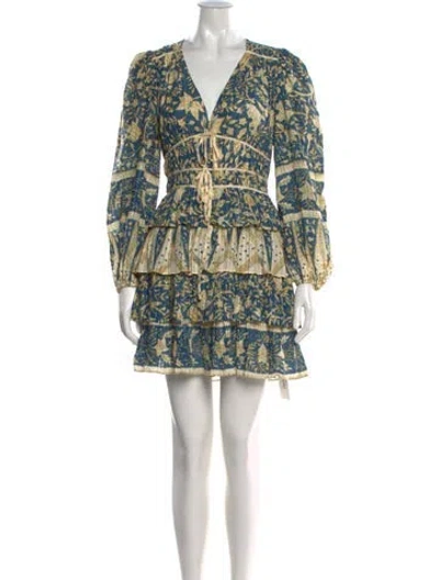 Pre-owned Ulla Johnson Floral Print Mini Dress In Blue