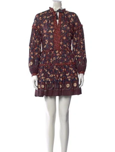 Pre-owned Ulla Johnson Floral Print Mini Dress In Blue