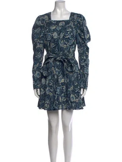 Pre-owned Ulla Johnson Floral Print Mini Dress In Blue